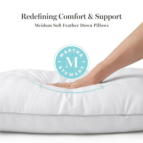 Martha Stewart reveal of down and feather core showing natural loft and responsive support