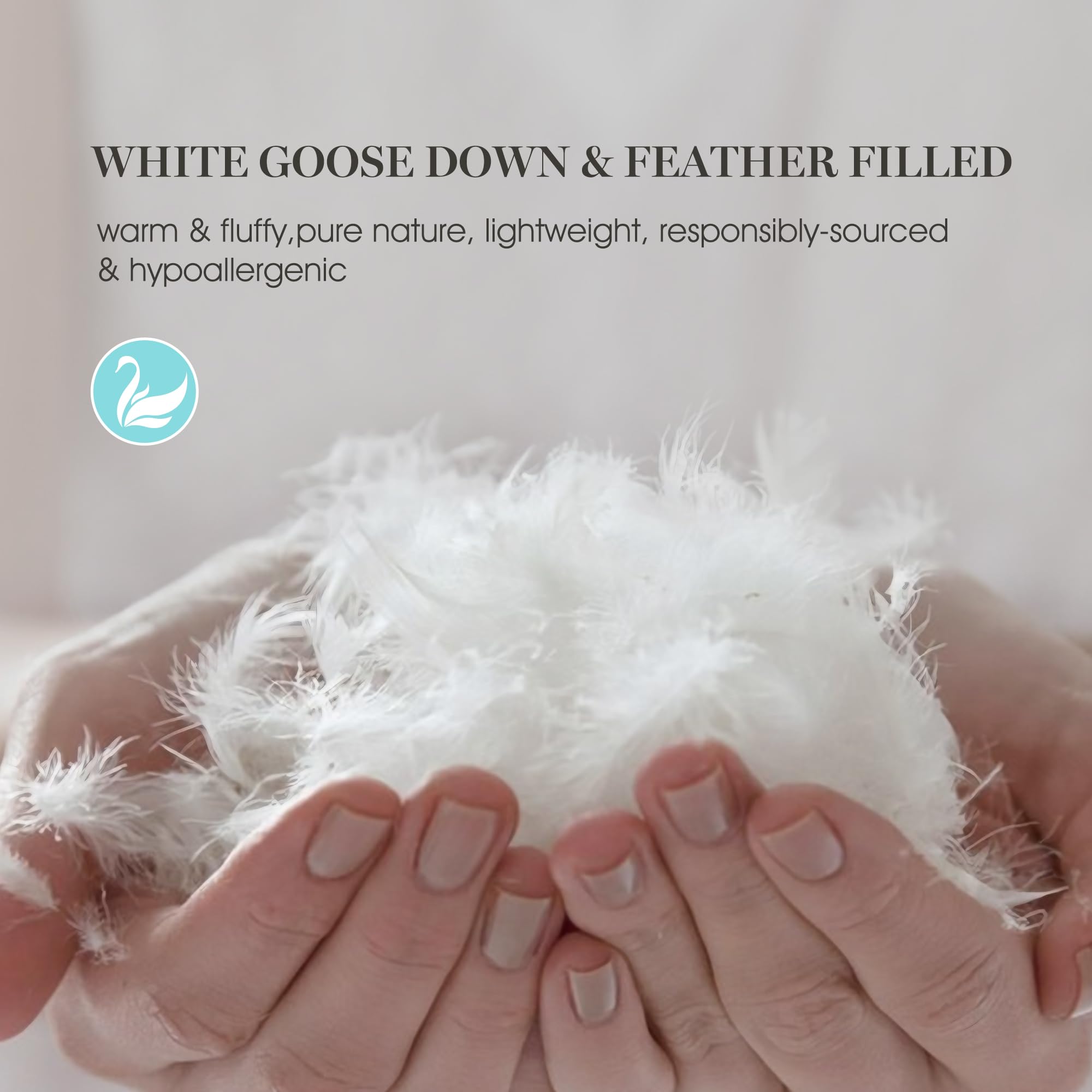 Martha Stewart detail of fill loft reveals feather and down fiber blend for balanced warmth