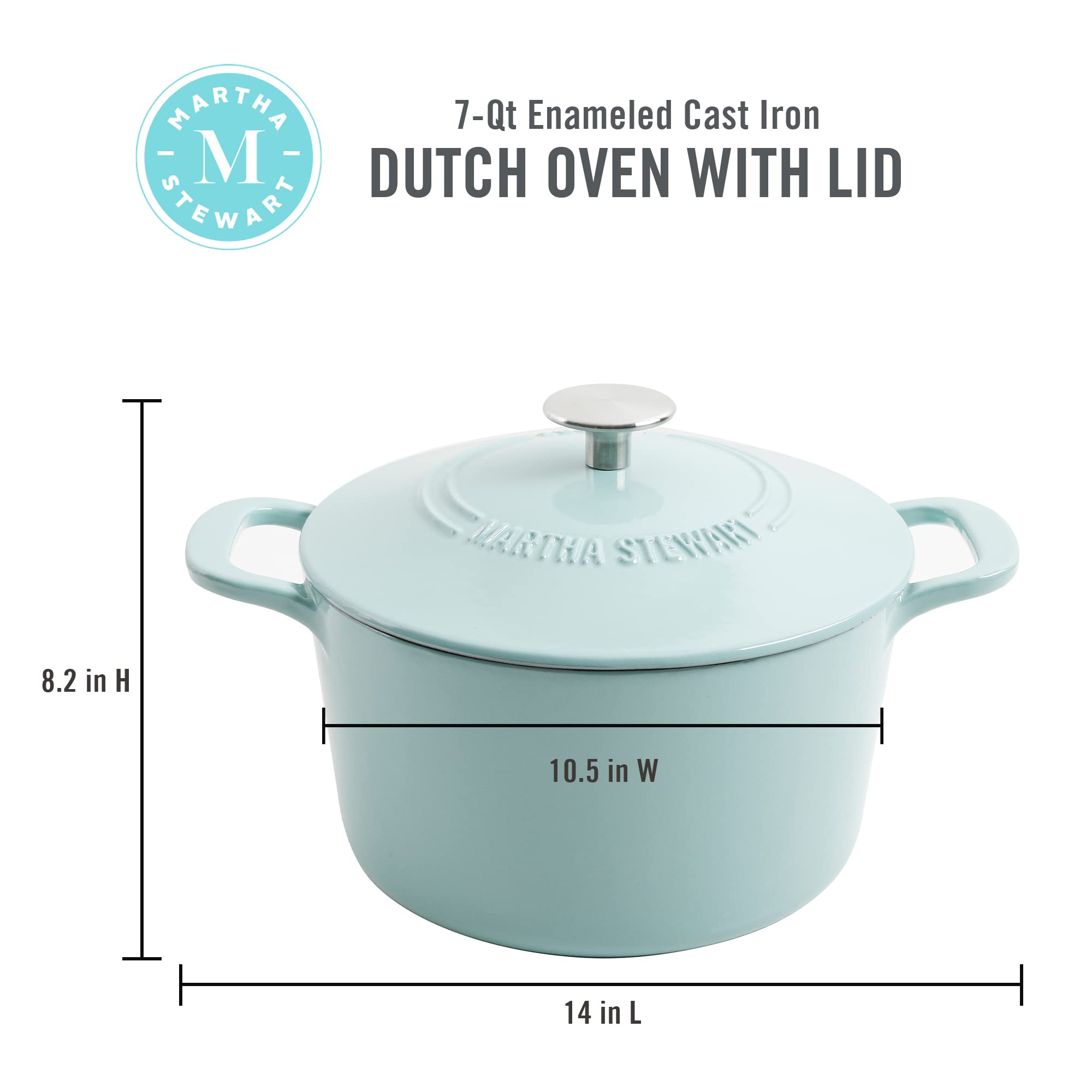 Martha Stewart lid close-up highlighting stainless steel knob and moisture grooves