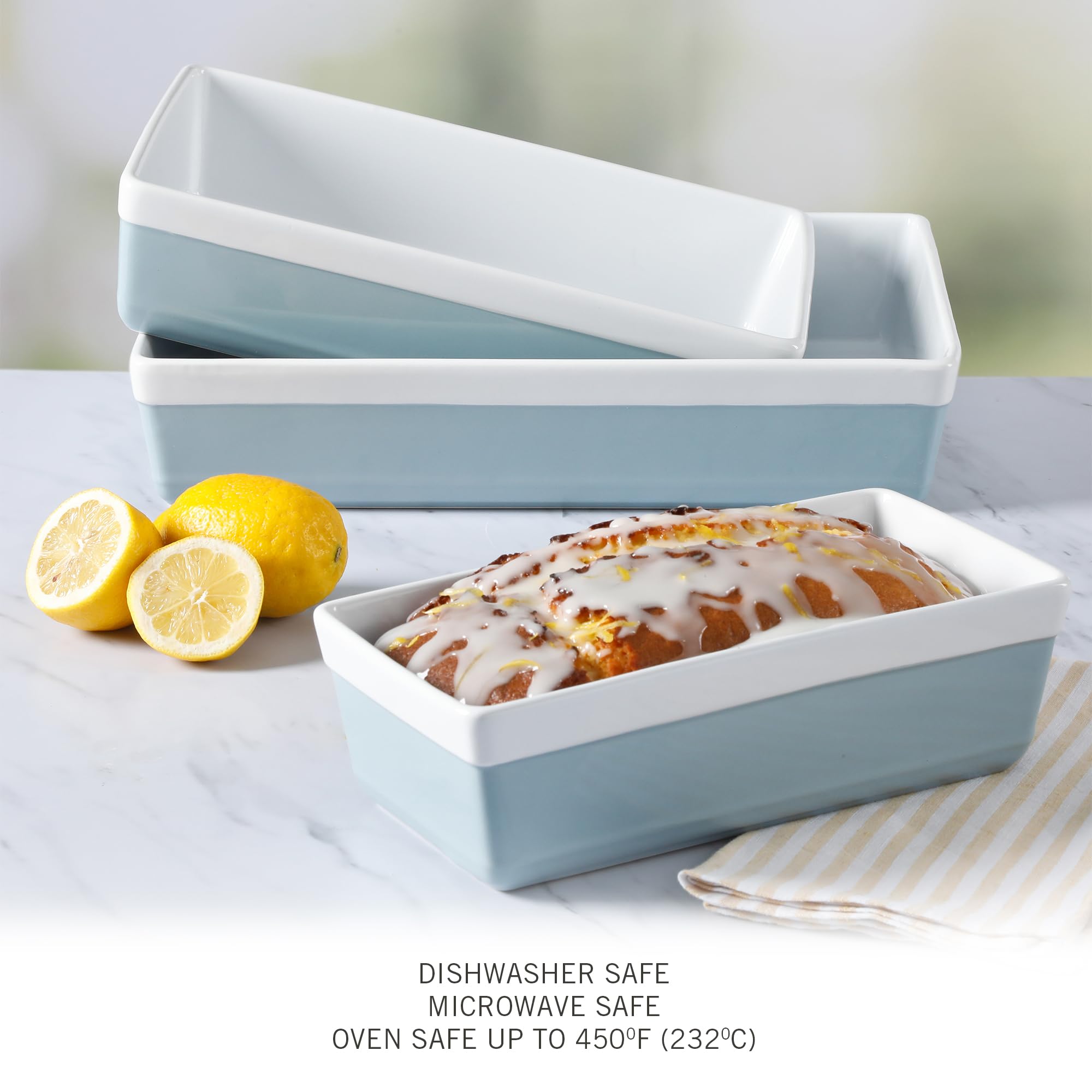 Martha Stewart casserole in use on dining table for attractive oven-to-table serving