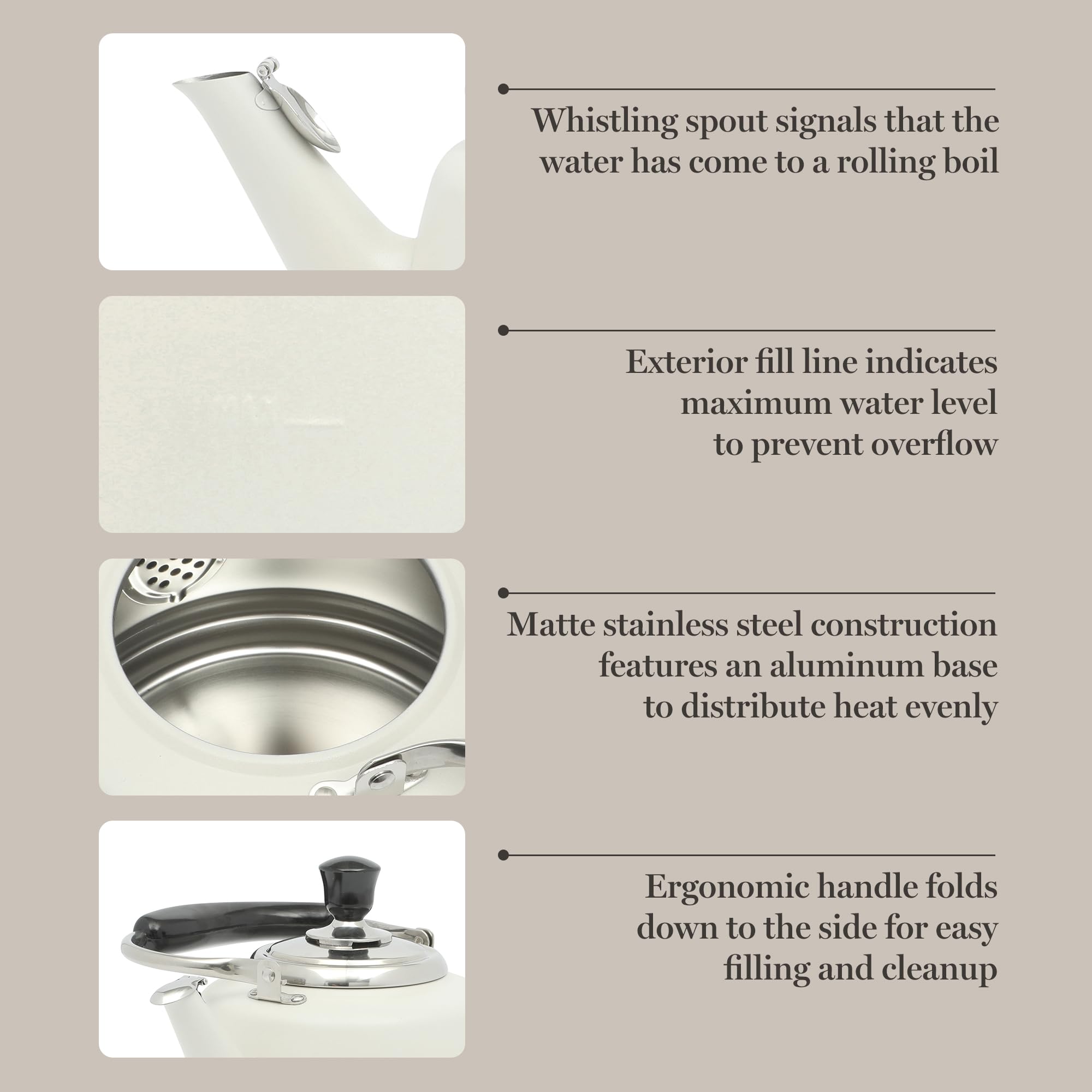 Martha Stewart Kingstree bottom and base showing induction‑safe, even‑heating stainless steel