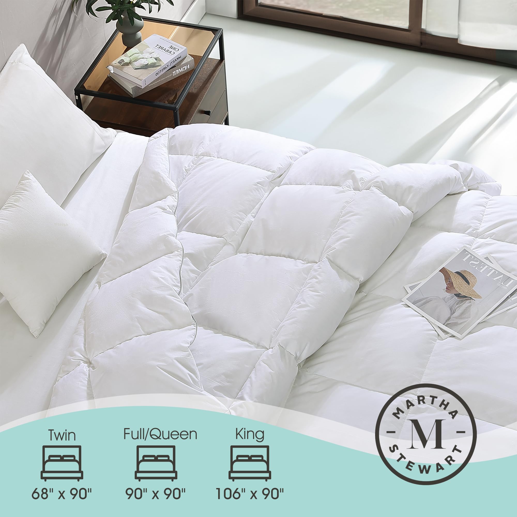 Martha Stewart vacuum-packed comforter being unboxed to restore loft quickly and easily