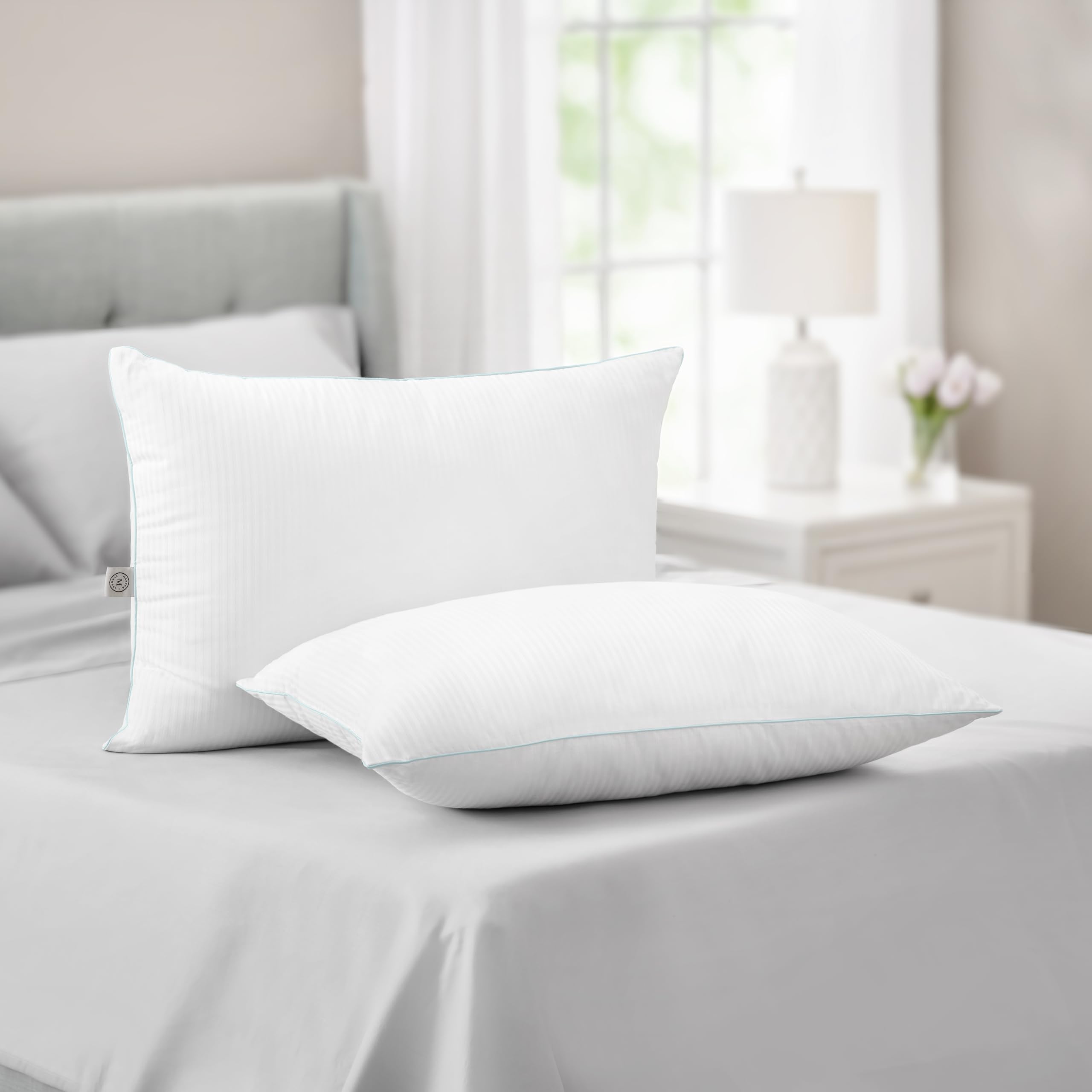 Martha Stewart pillow front view showing two-pack, hotel-style look and comfort