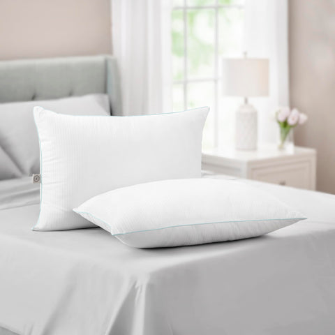 Martha Stewart pillow front view showing two-pack, hotel-style look and comfort
