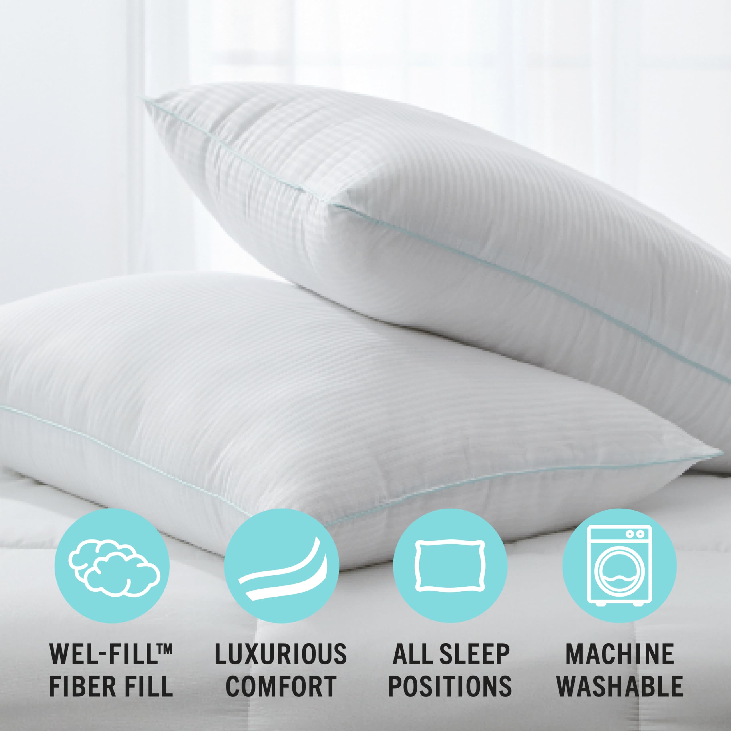 Martha Stewart pillow next to ruler showing king-size scale and supportive height