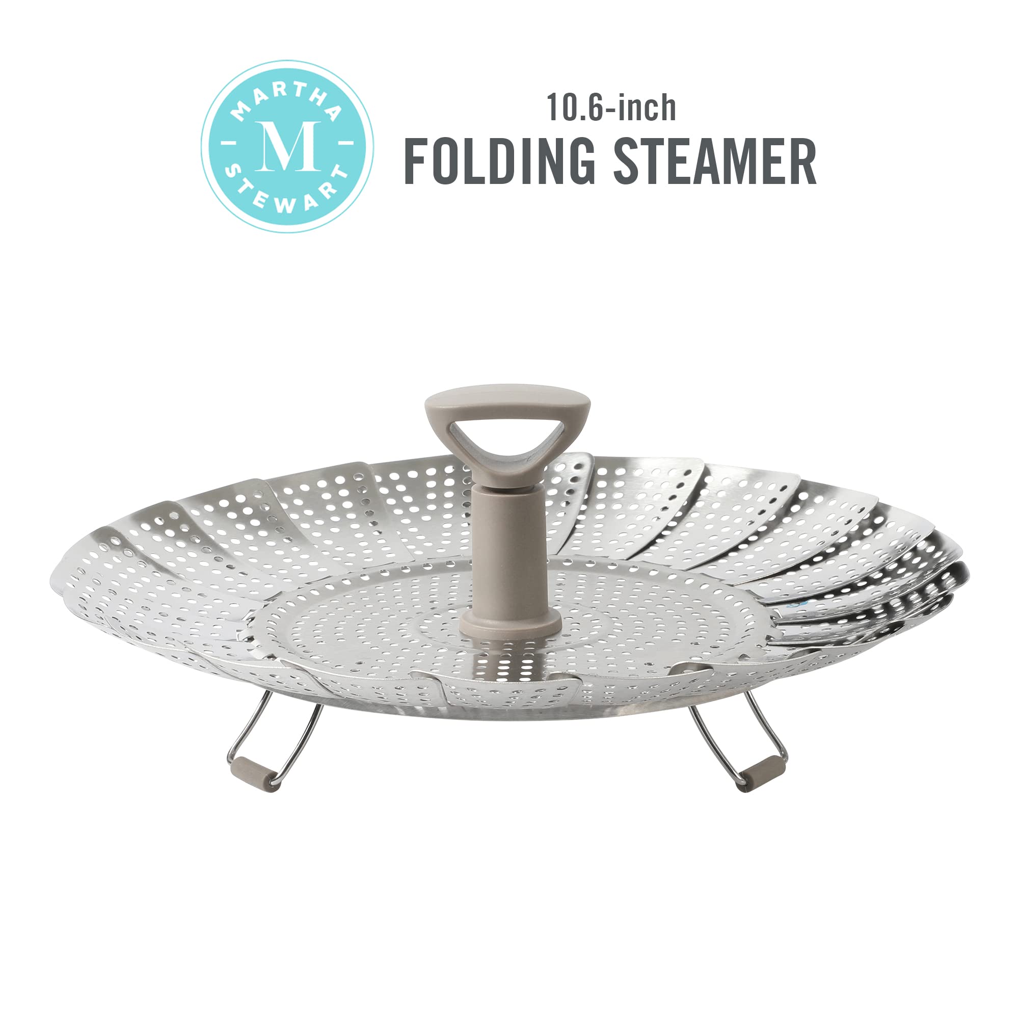 Martha Stewart steamer silicone feet close-up protecting nonstick pans