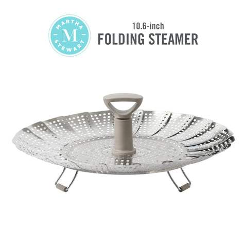 Martha Stewart steamer silicone feet close-up protecting nonstick pans