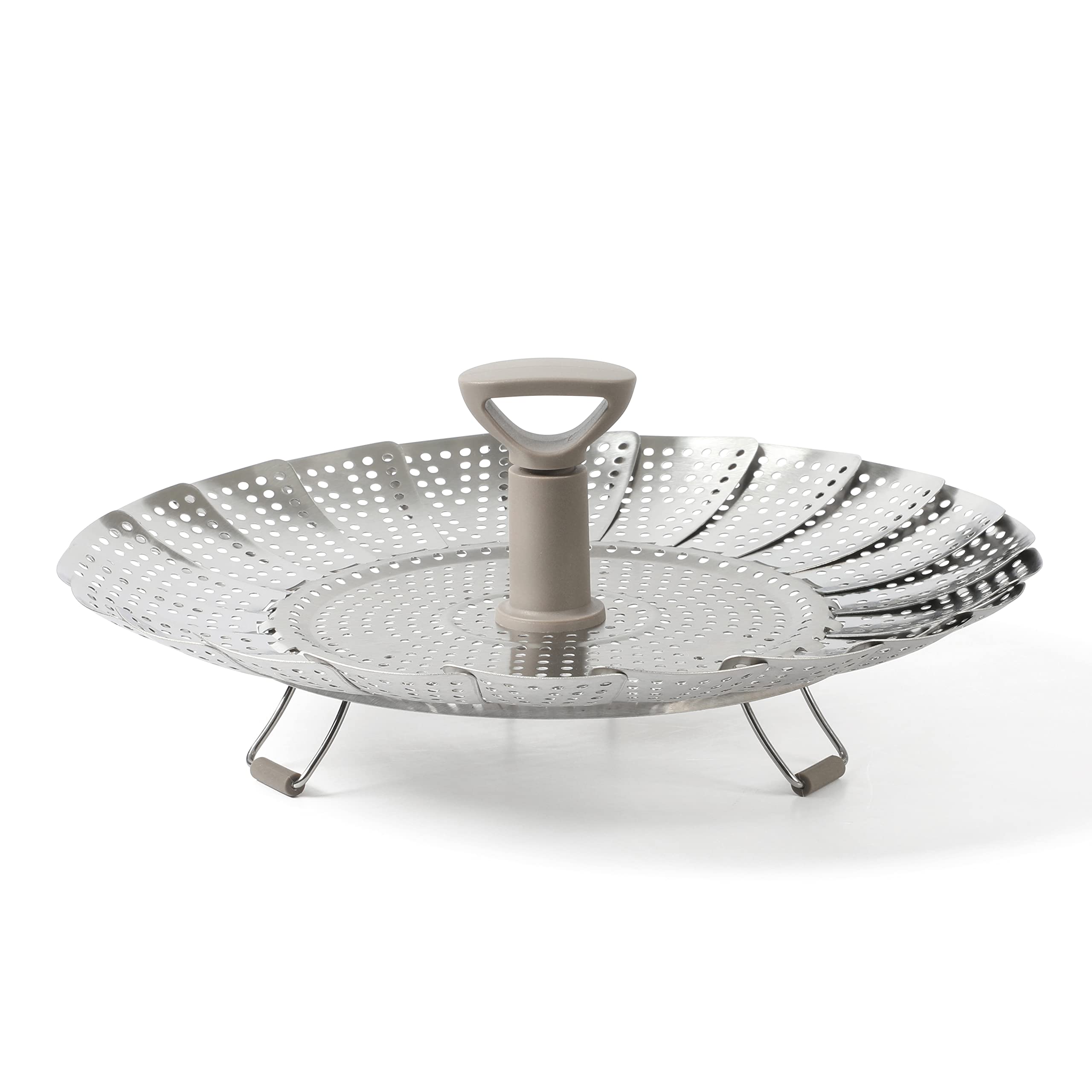 Martha Stewart steamer front view showing polished stainless finish and fit