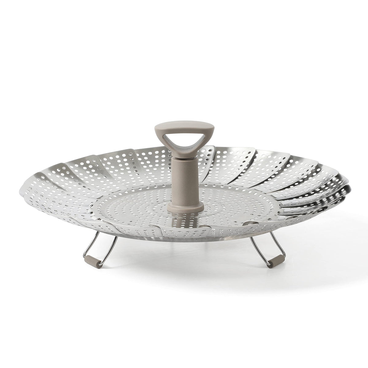 Martha Stewart steamer front view showing polished stainless finish and fit