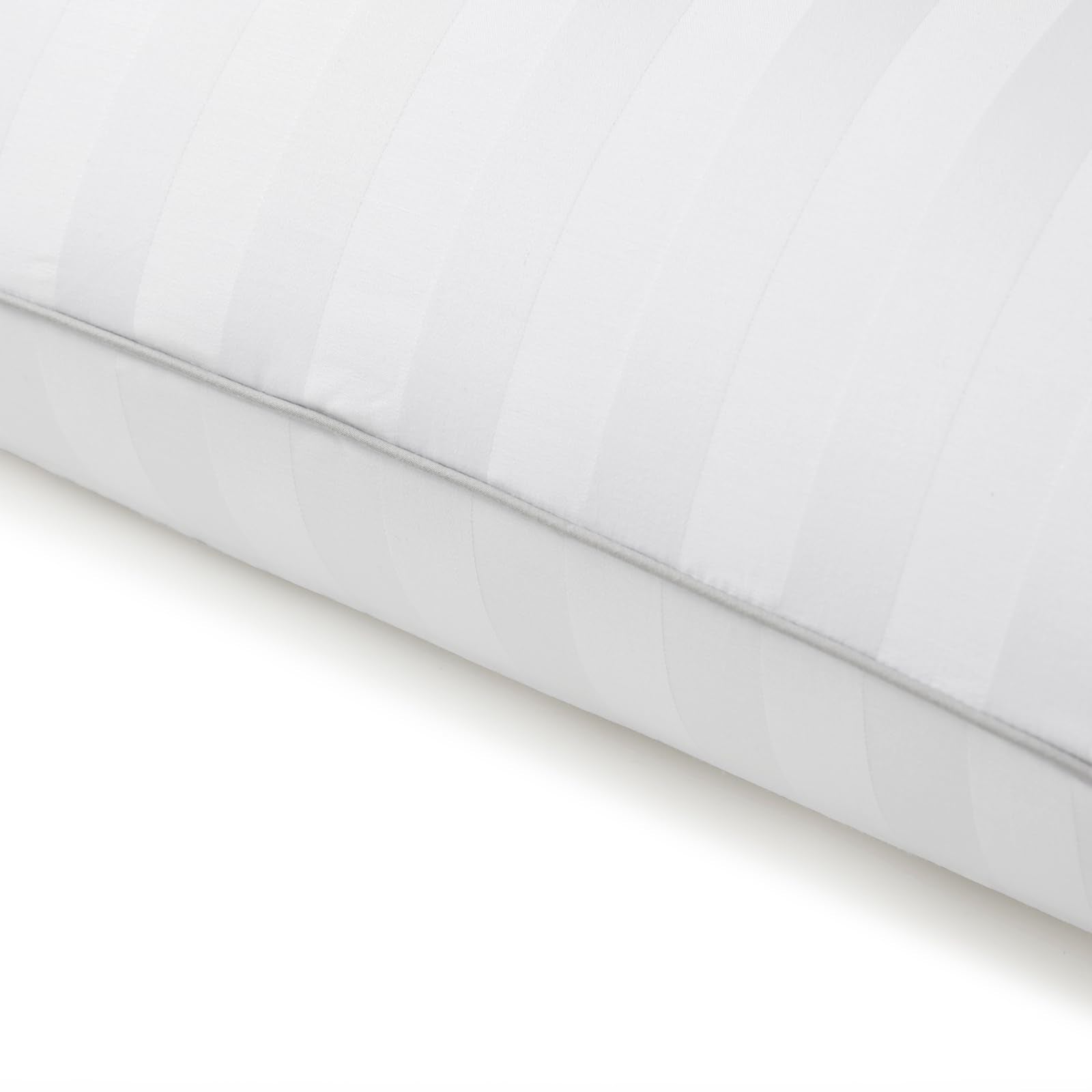 Martha Stewart silver embroidery and piping detail enhancing bedroom elegance