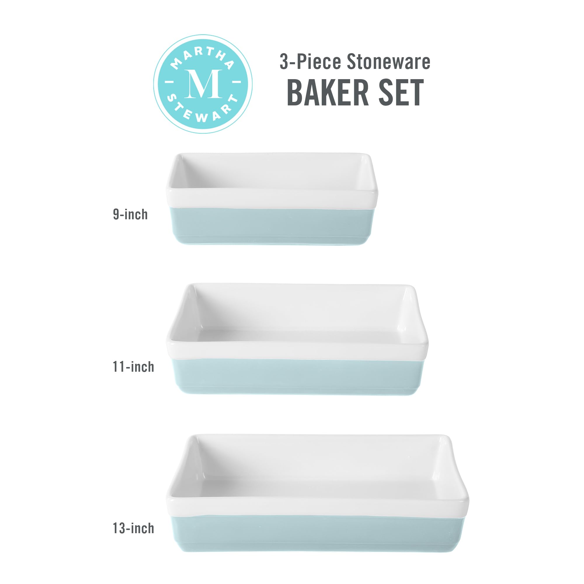 Martha Stewart stacked stoneware showing nesting design to save cabinet space