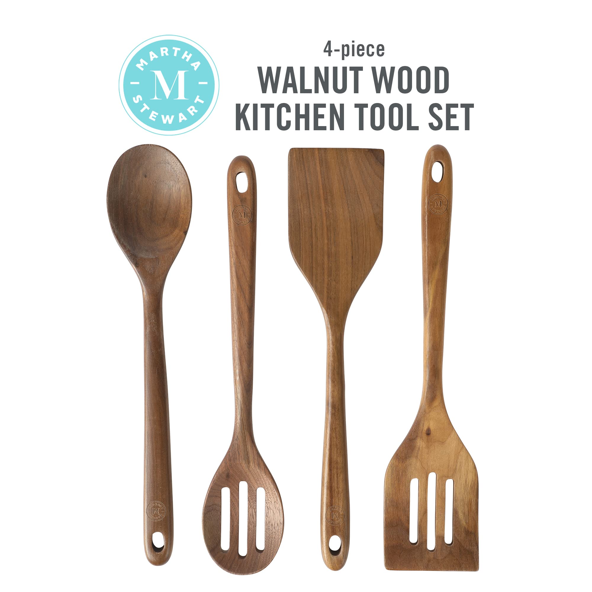 Martha Stewart walnut spoon close-up showing smooth grain and comfortable grip