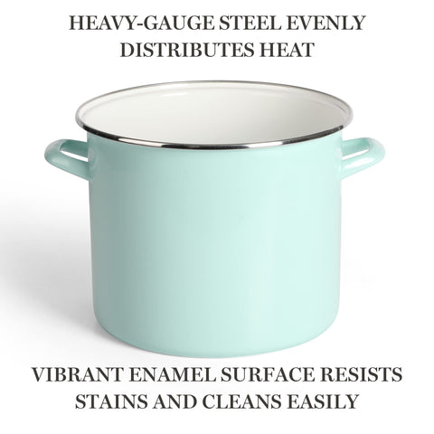 Martha Stewart detail of cast side handles, provides balanced grip for safe lifting and transfer