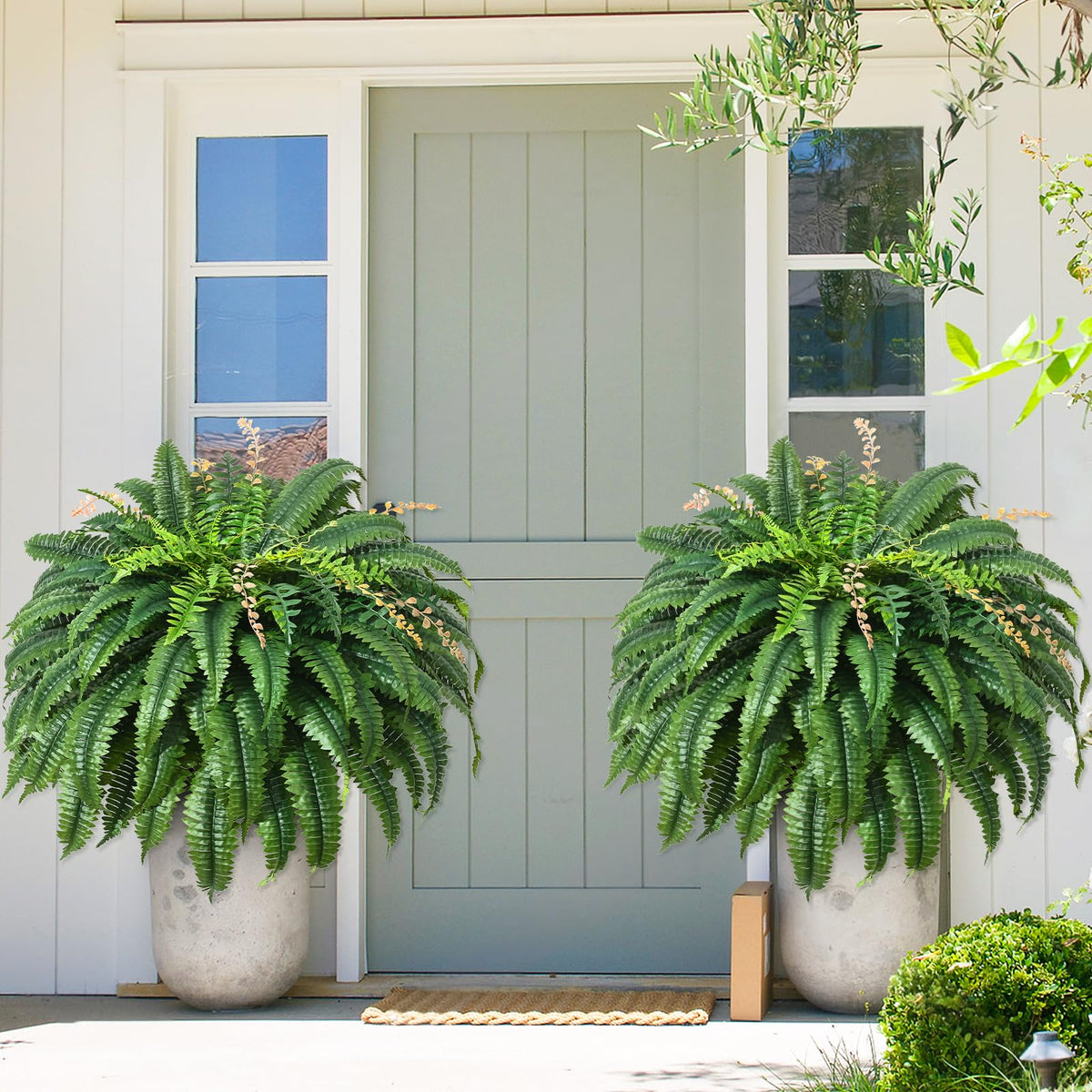MARTINE MALL front view of 48-inch artificial fern shows full lush foliage and instant greenery