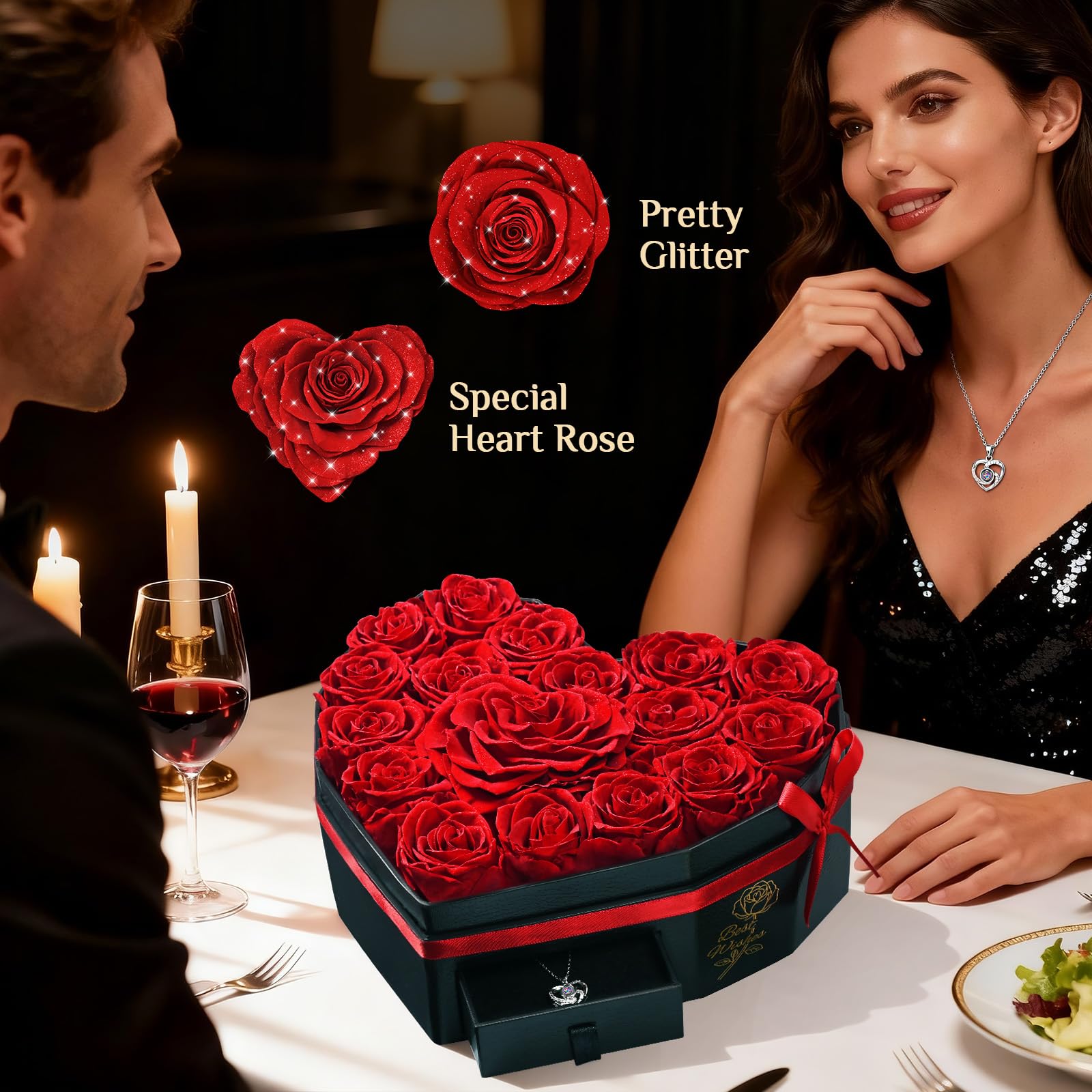 MARTINE MALL heart-shaped center rose detail emphasizing focal design and romantic appeal