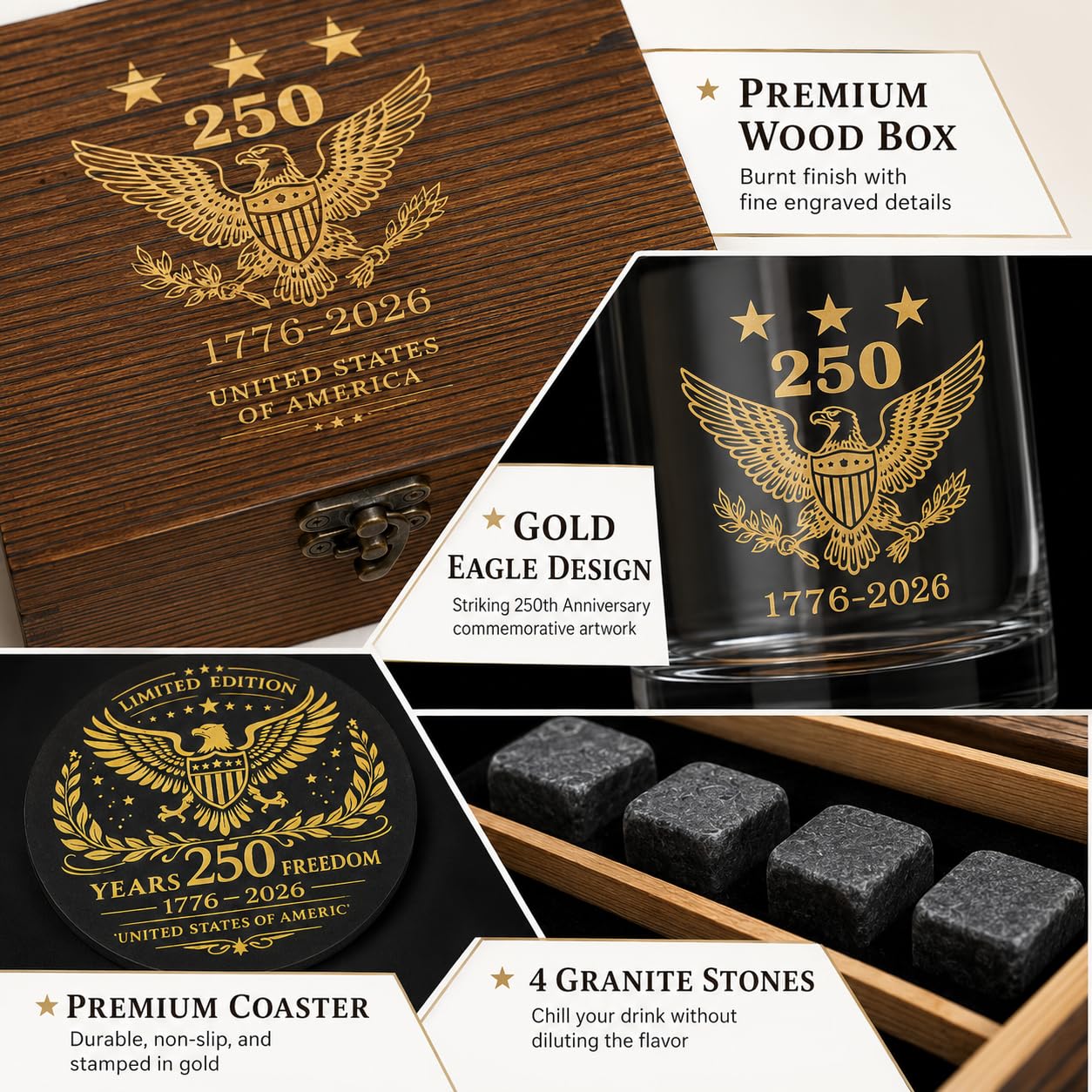 Mascotwish granite whiskey stones in tray chilling drinks without dilution