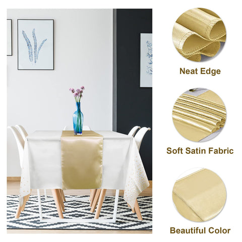 MASHAN gold satin runner texture close-up showing silky smooth finish