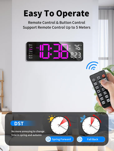 MASHI mounted in living room offering clear time and ambient light