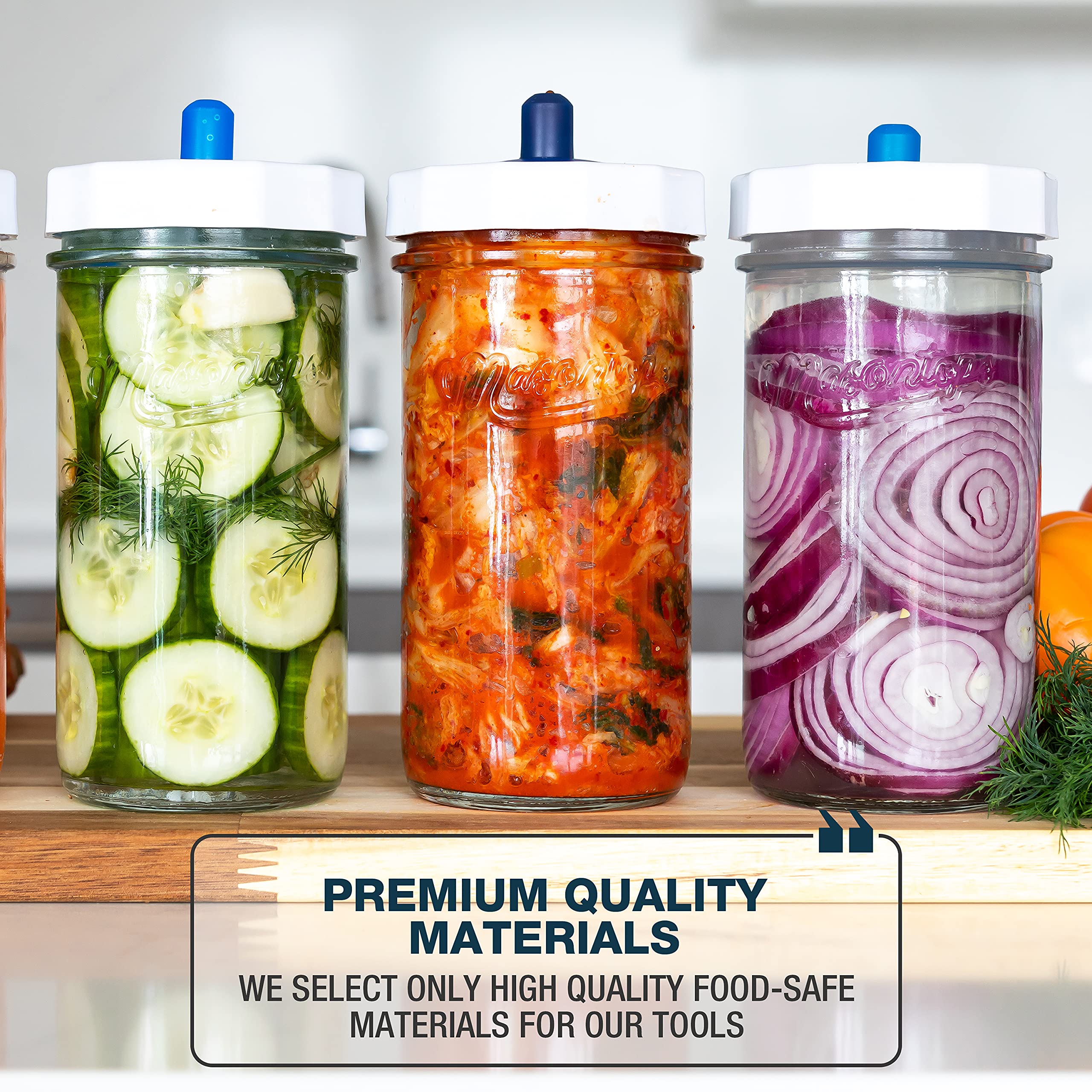 Masontops jar next to hand to show 24oz scale and storage convenience benefit