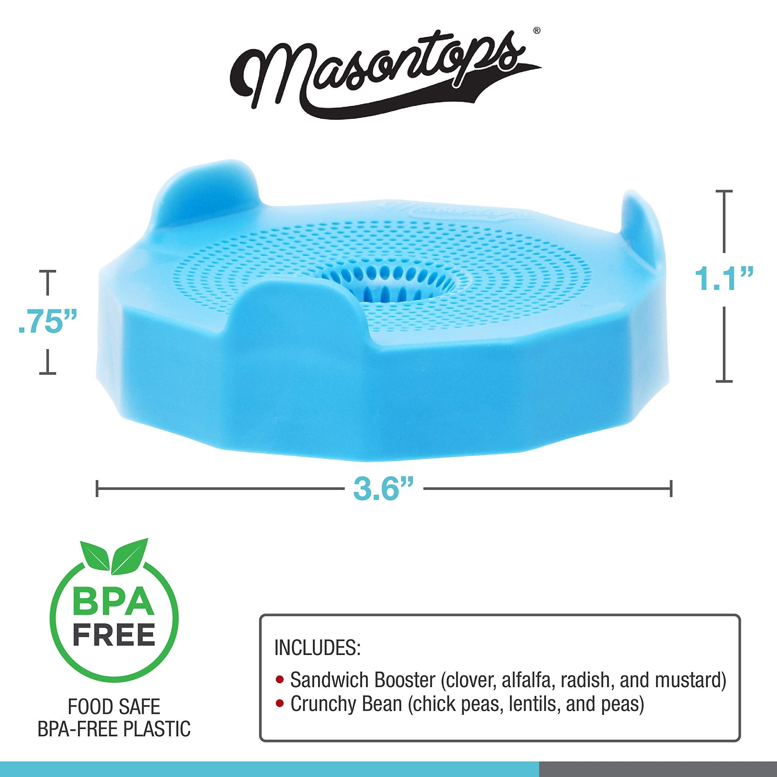 Masontops Bean Screen beside a wide-mouth jar showing size and fit benefit