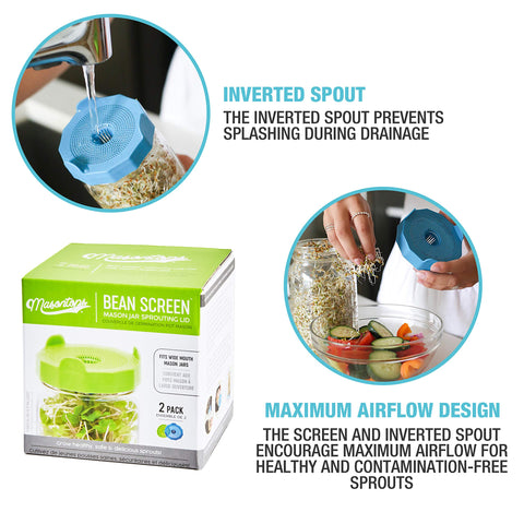 Masontops sprouter in use on kitchen counter demonstrating space-saving convenience
