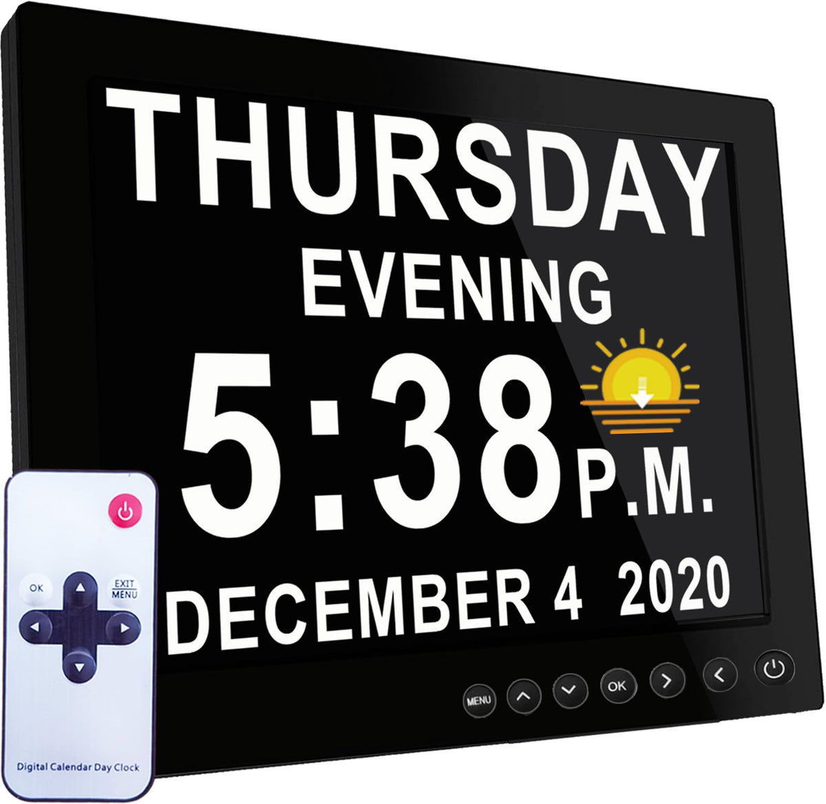 MASSII front display showing large time and date for quick recognition