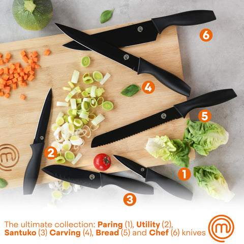 MasterChef close-up of matte coated blade highlighting non-stick finish and easy cleaning