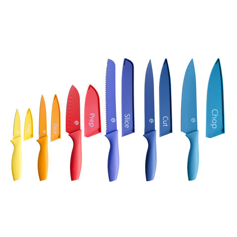MasterChef front view of full six-knife set with covers showing organization benefit