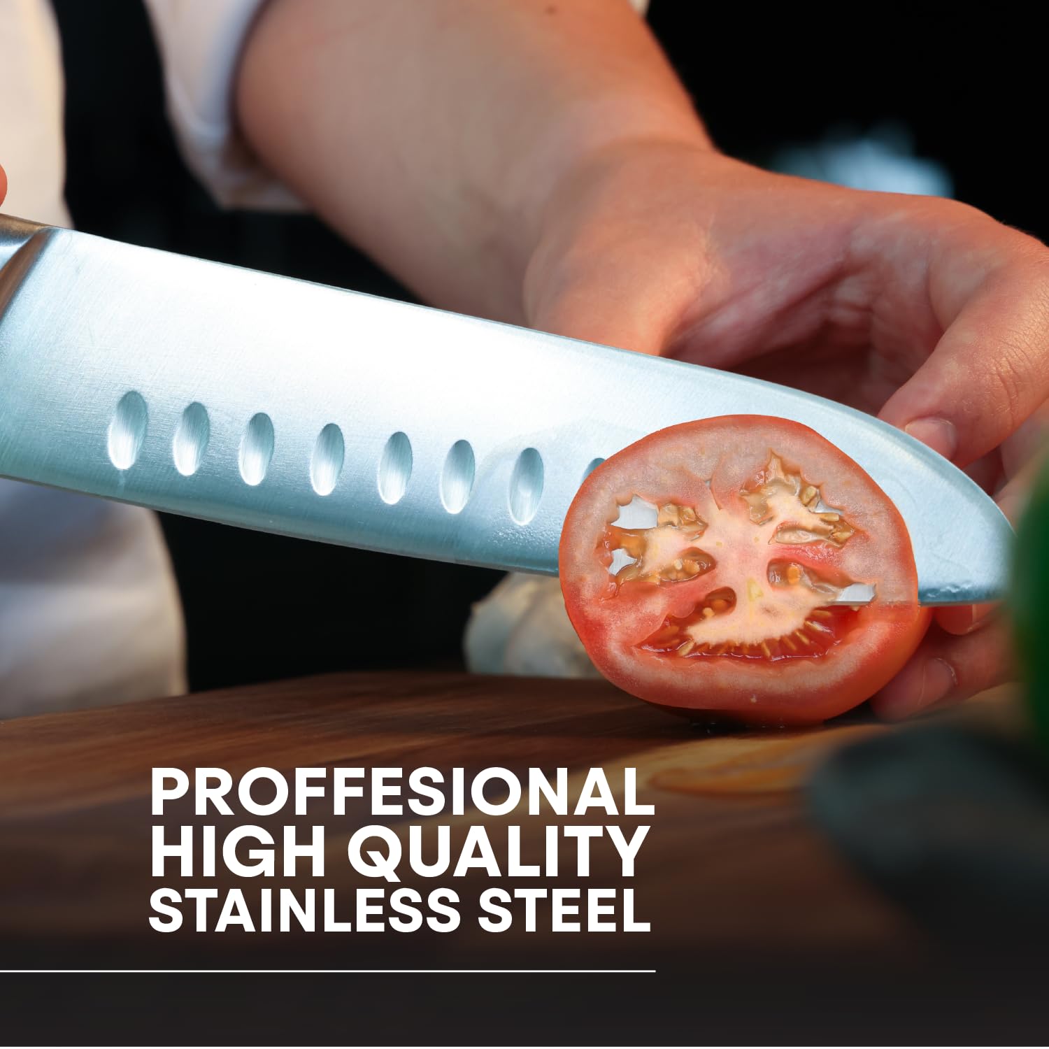 MasterChef handle detail with triple rivets and bolster for balanced, comfortable grip