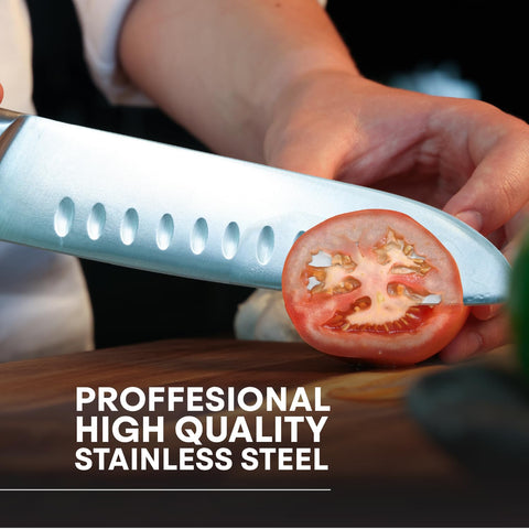 MasterChef handle detail with triple rivets and bolster for balanced, comfortable grip