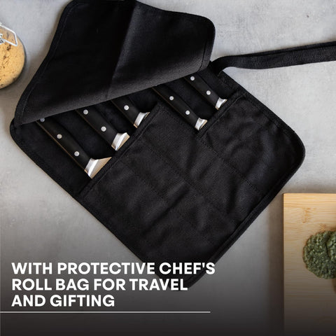 MasterChef chef knife slicing vegetables to illustrate sharp performance and controlled cuts