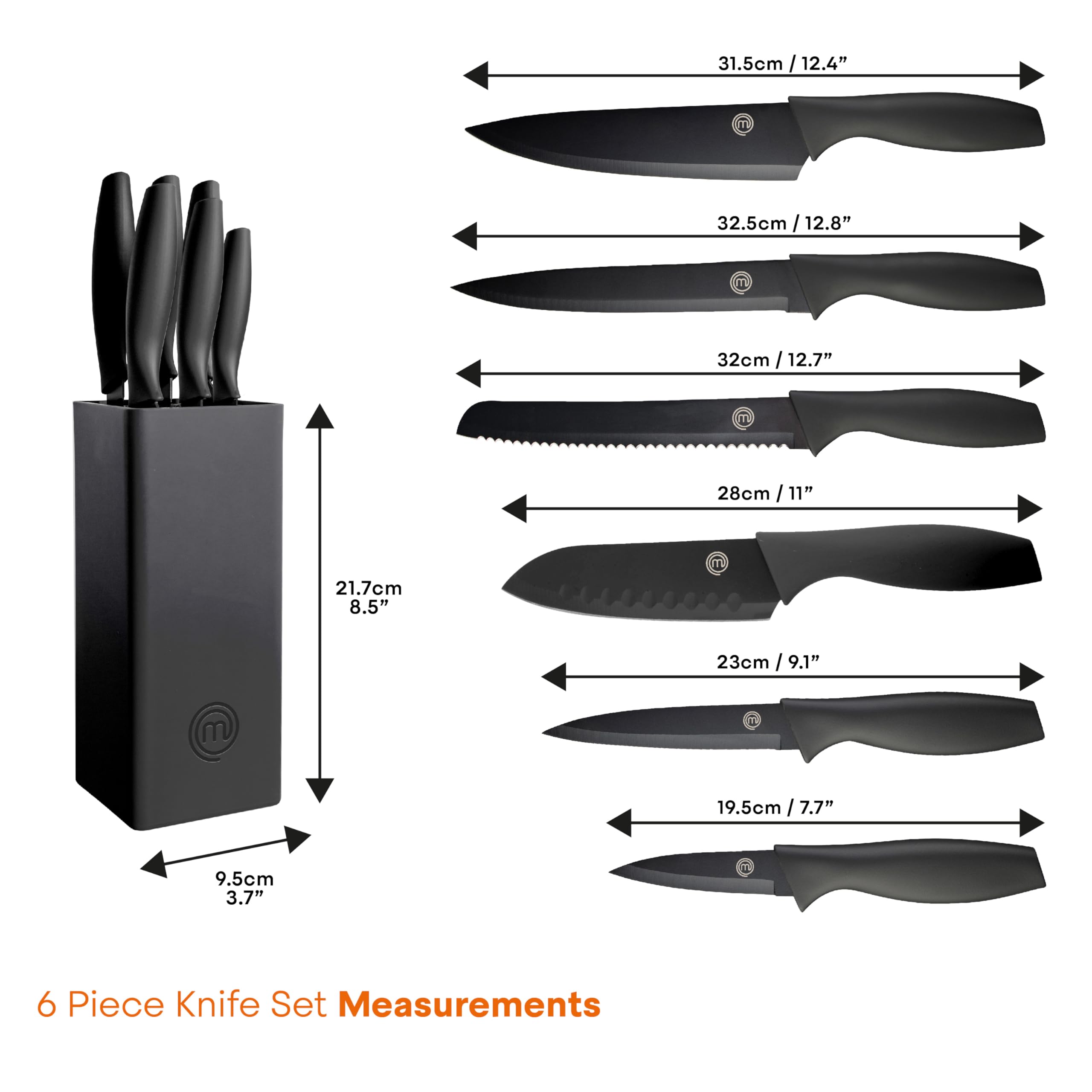 MasterChef knife held against hand for scale showing compact size and balanced feel