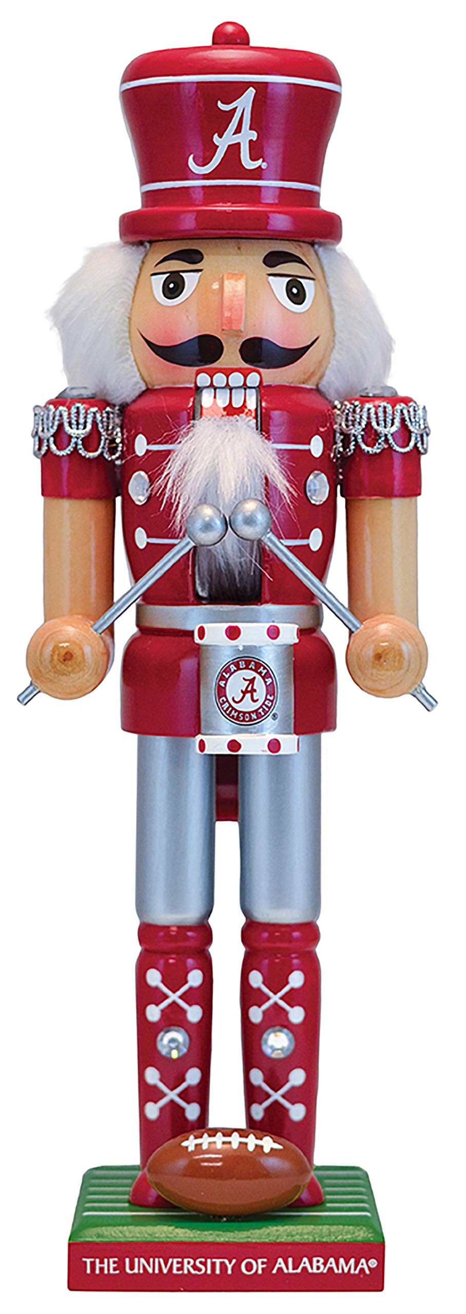 Masterpieces Alabama nutcracker next to a ruler showing 12-inch height for scale and placement