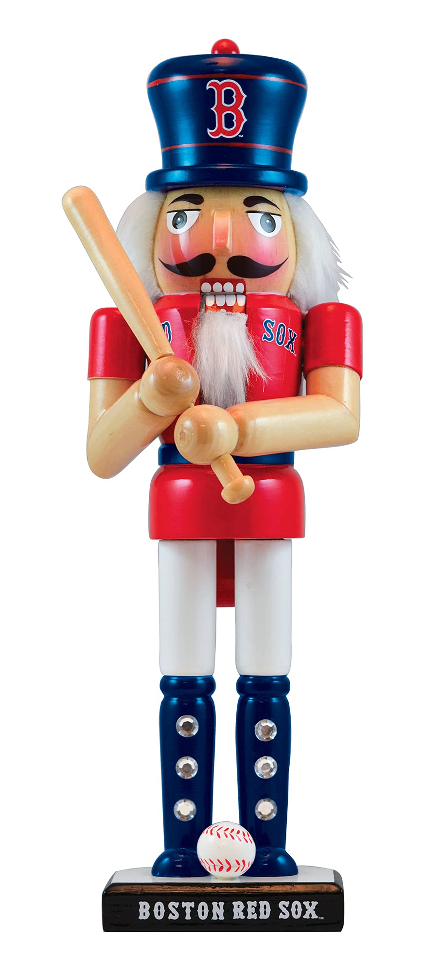 MasterPieces nutcracker front view showing team colors and baseball motif
