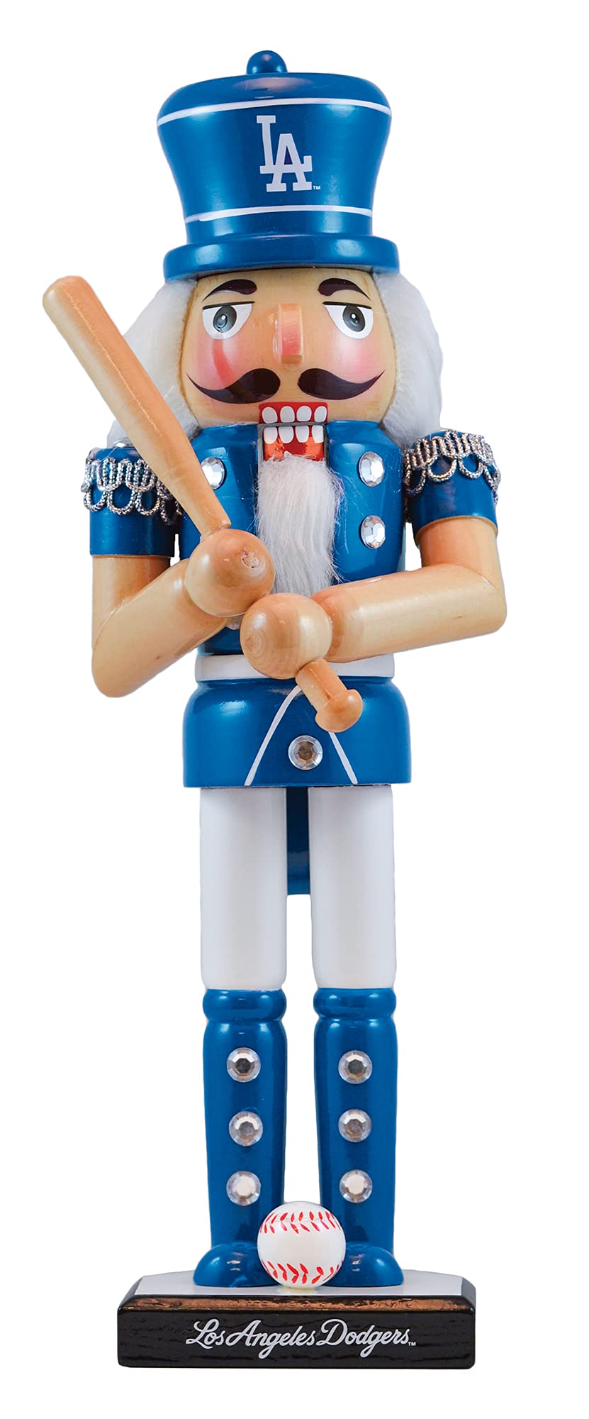 MasterPieces Dodgers nutcracker front view showing team colors and decorative details