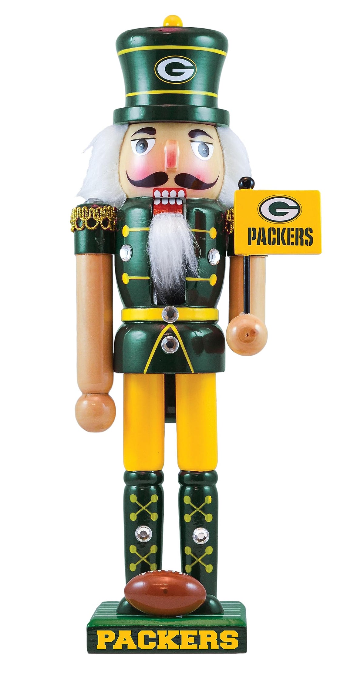 Masterpieces Green Bay Packers front view nutcracker showing team colors and collectible appeal