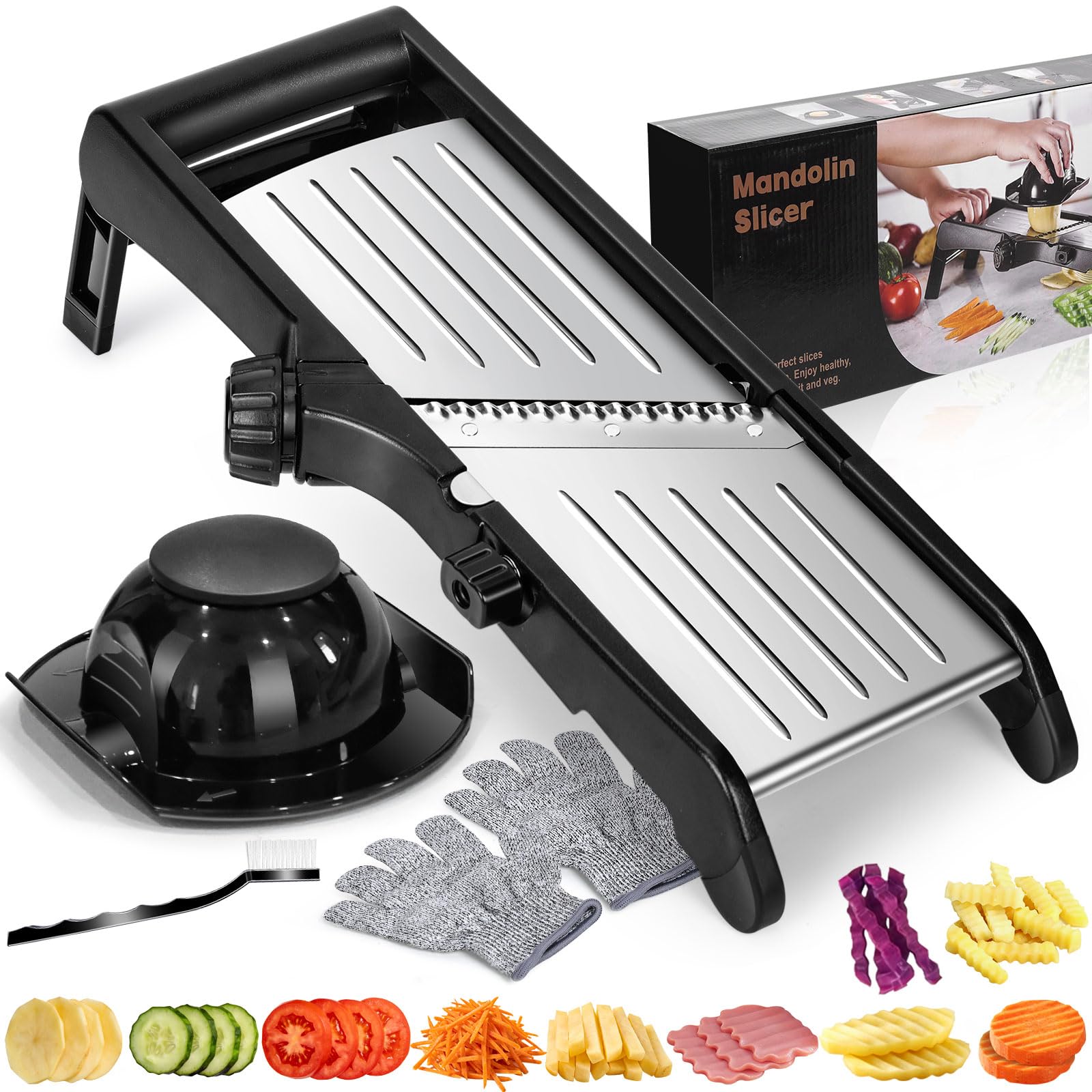 MASTERTOP front view showing stainless steel slicer and benefits of easy slicing