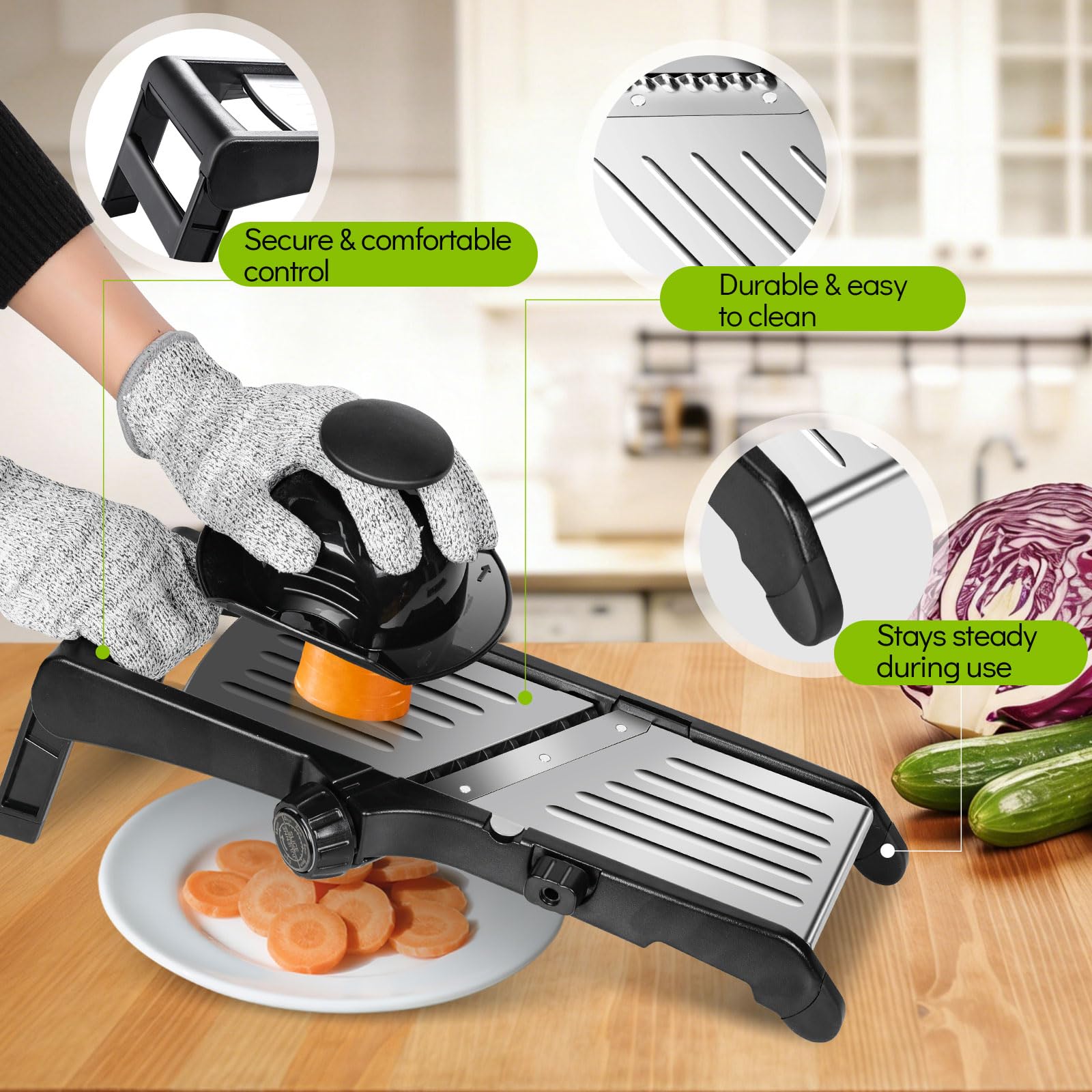MASTERTOP in use slicing a potato to show fast uniform cuts benefit