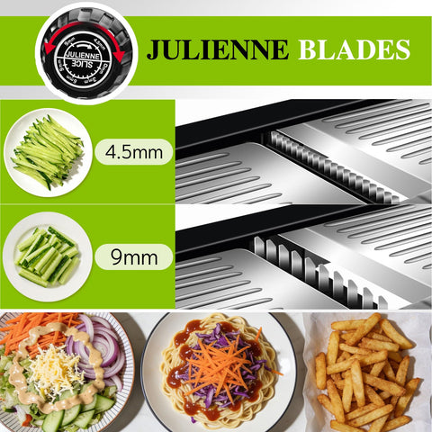 MASTERTOP julienne blades displayed for fine and thick strips benefit