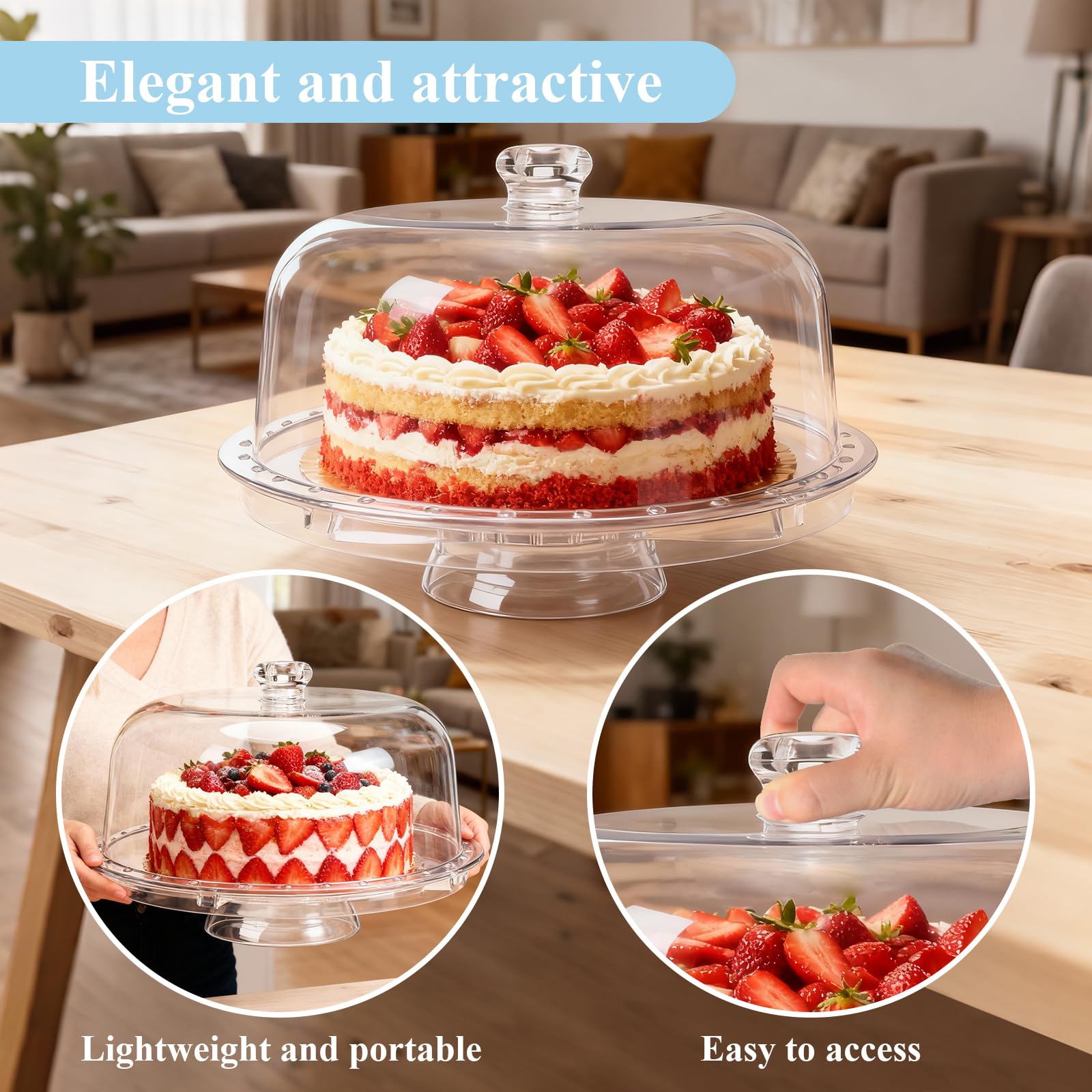 Masthome clear dome close-up protecting desserts and keeping freshness