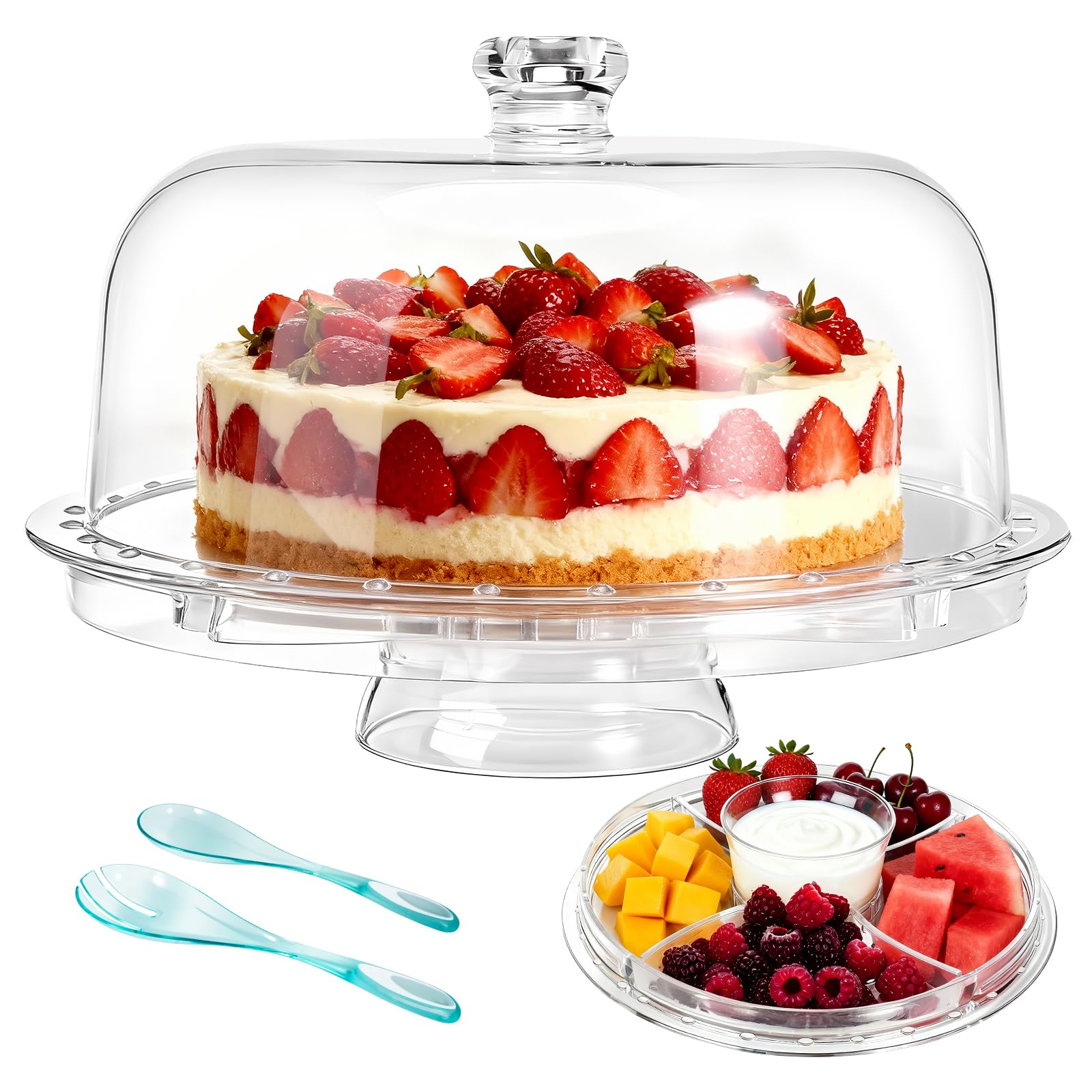Masthome front view cake stand showcasing clear presentation benefit