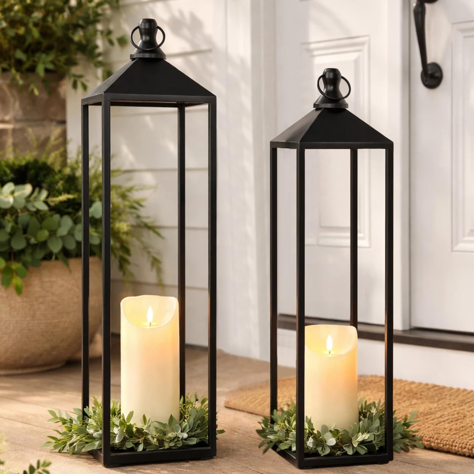 MATAHUM front view of both lanterns showing balanced decorative pairing and warmth