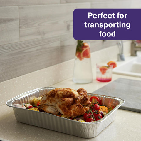 MATANA pan sealed and labeled in freezer showing meal prep convenience benefit