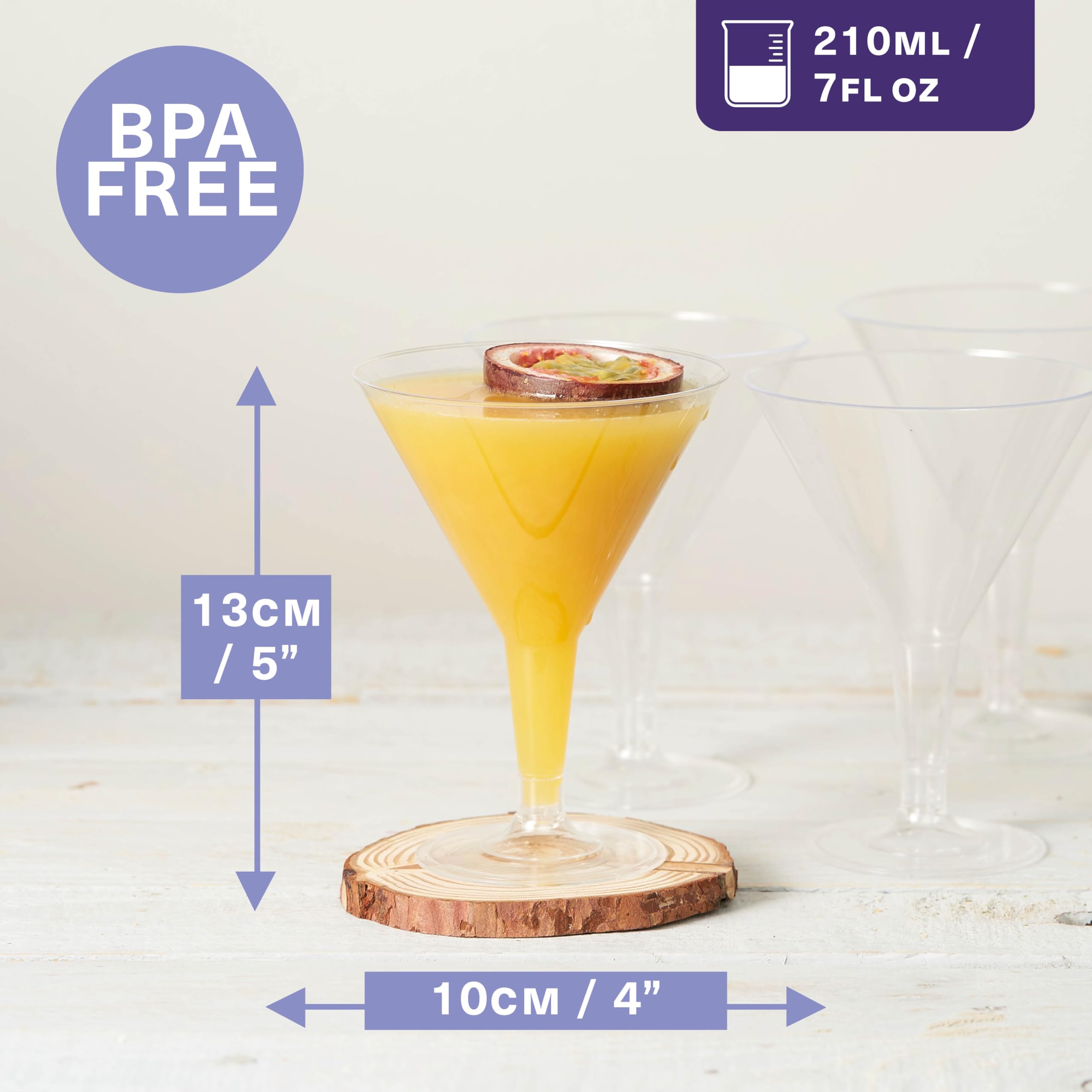 MATANA glass held in hand showing scale and easy guest handling for events