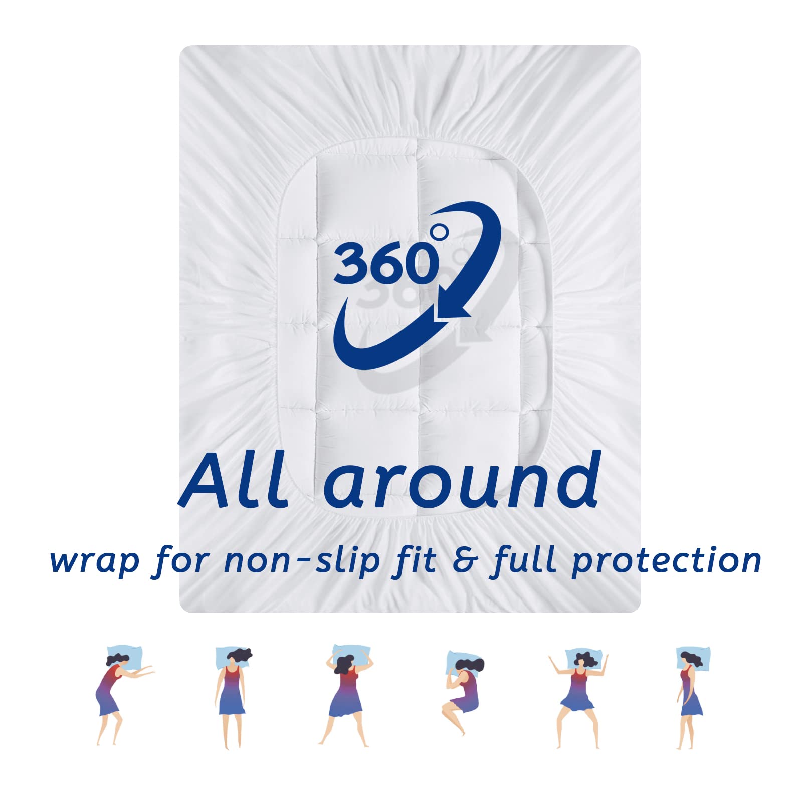 MATBEBY size comparison with ruler showing fits up to 21 inch mattresses