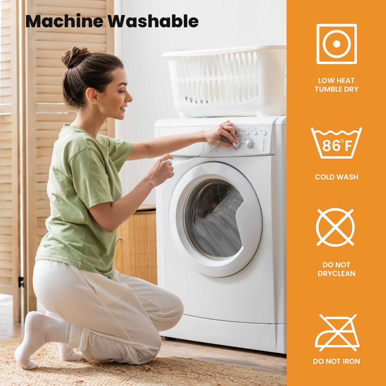 MATBEBY folded topper for storage demonstrating lightweight packability and easy care