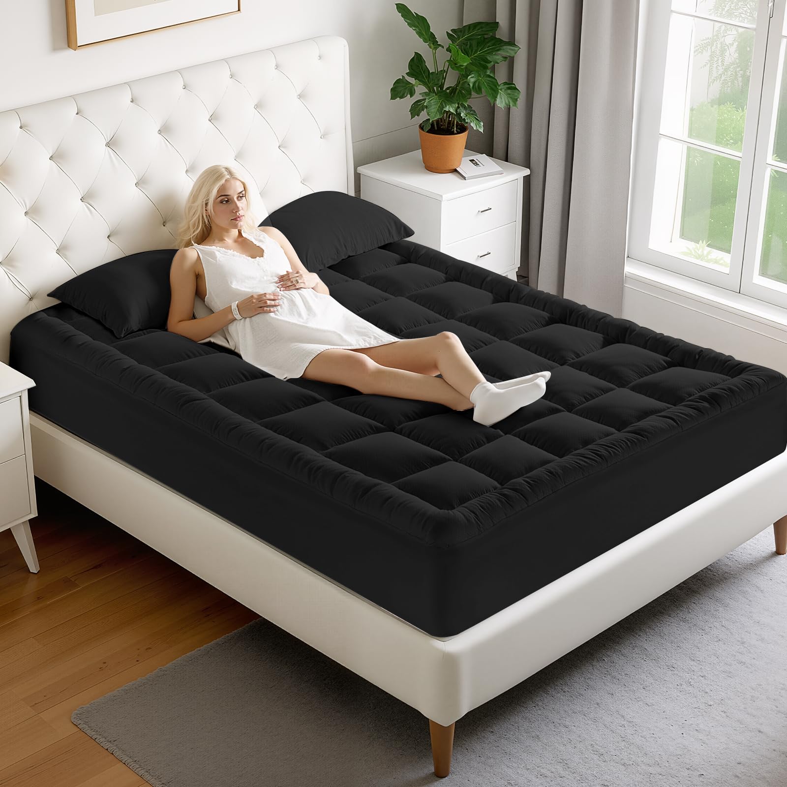 MATBEBY folded mattress pad demonstrating compact storage and portability benefit