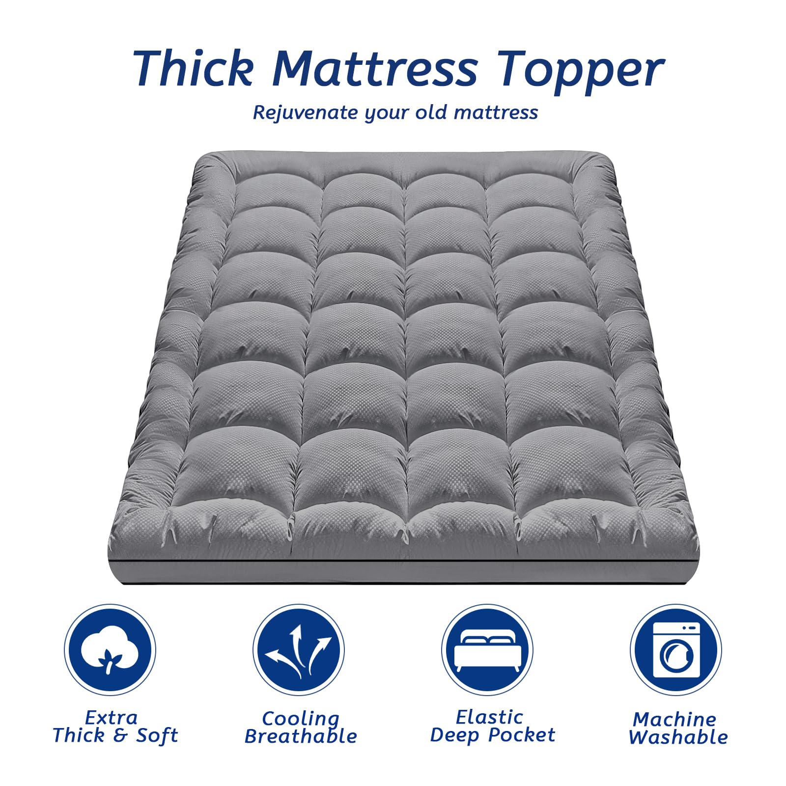 MATBEBY close-up of pillow-top texture highlighting plush down-alternative fill for pressure relief