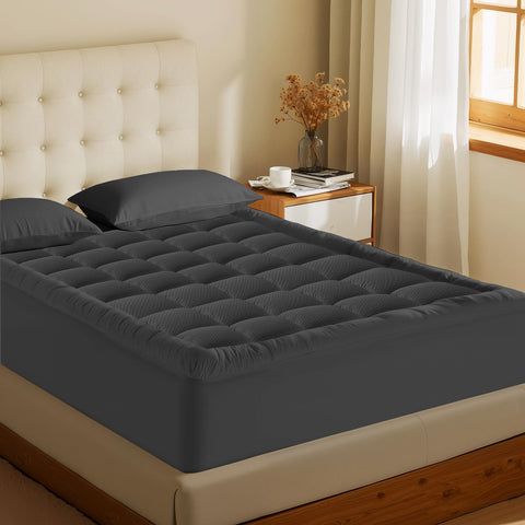 MATBEBY mattress pad next to measuring tape showing 78x80 size clarity