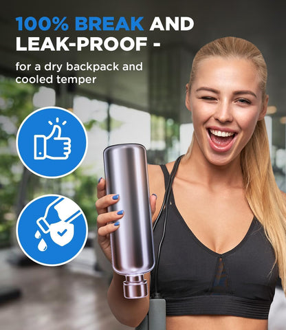 MATE OF STEEL bottle attached to SodaStream machine demonstrating compatibility benefit